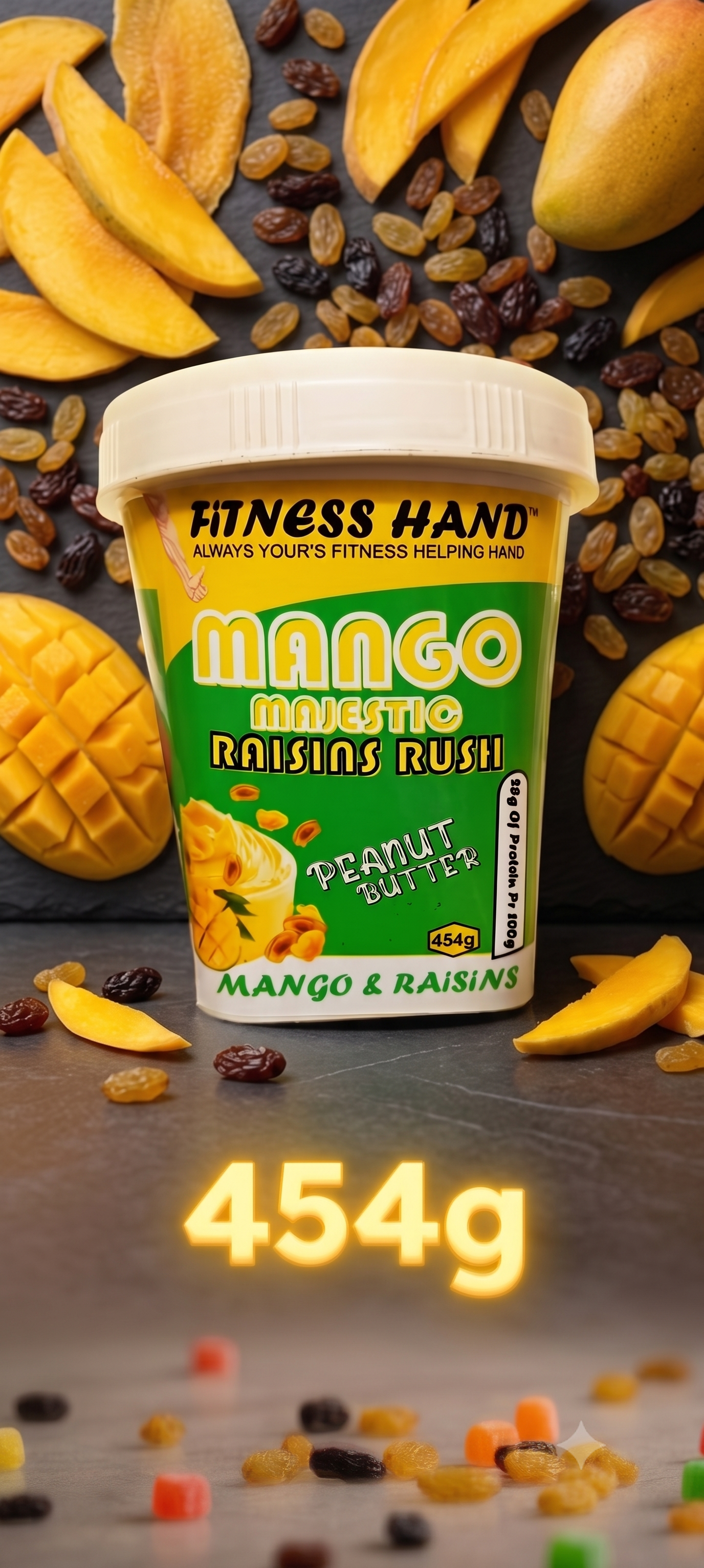FITNESS HAND MANGO MAJESTIC (RAISIN RUSH) PEANUT BUTTER