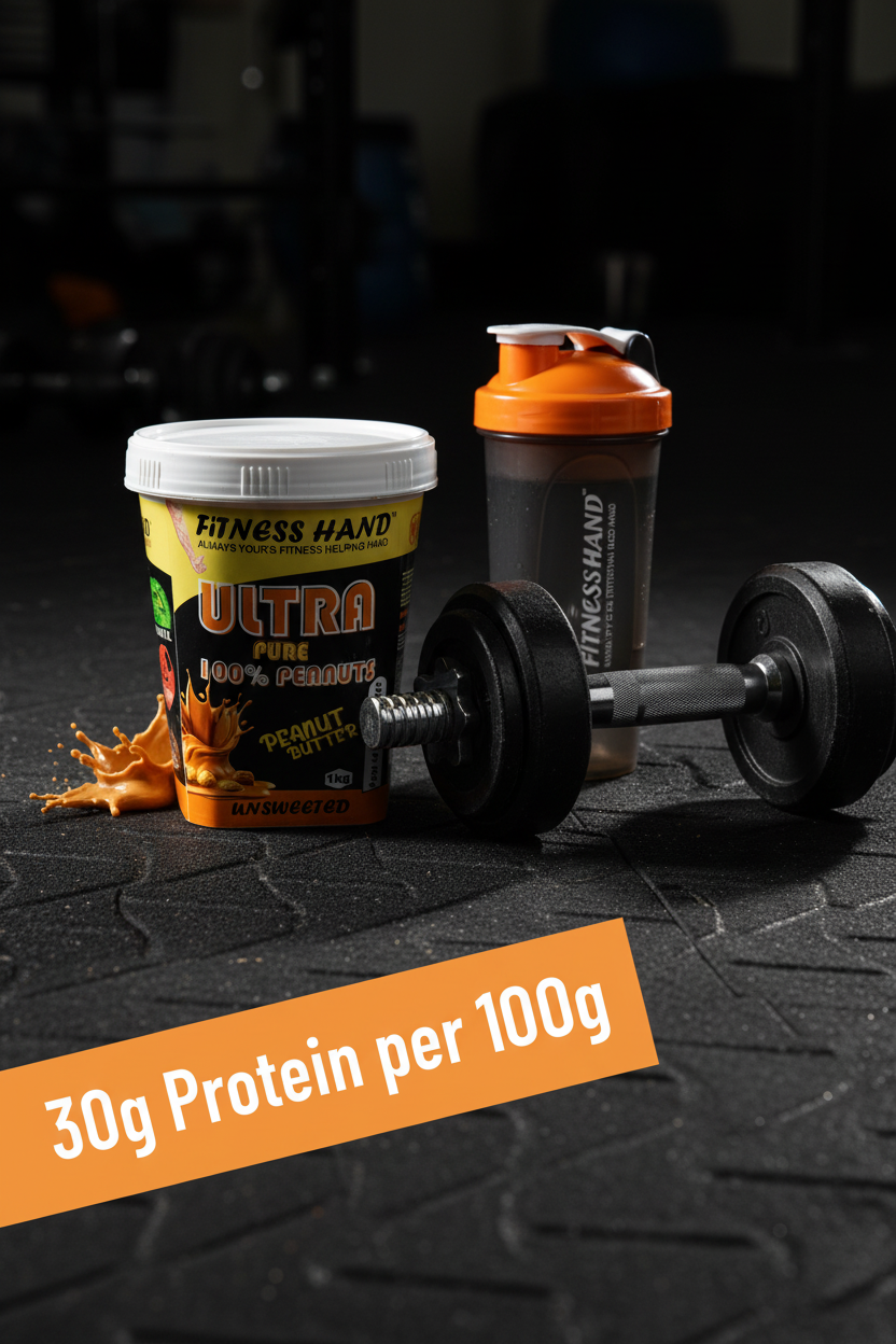 FITNESS HAND ULTRA PURE (100% 🥜 PEANUTS) UNSWEETED PEANUT BUTTER