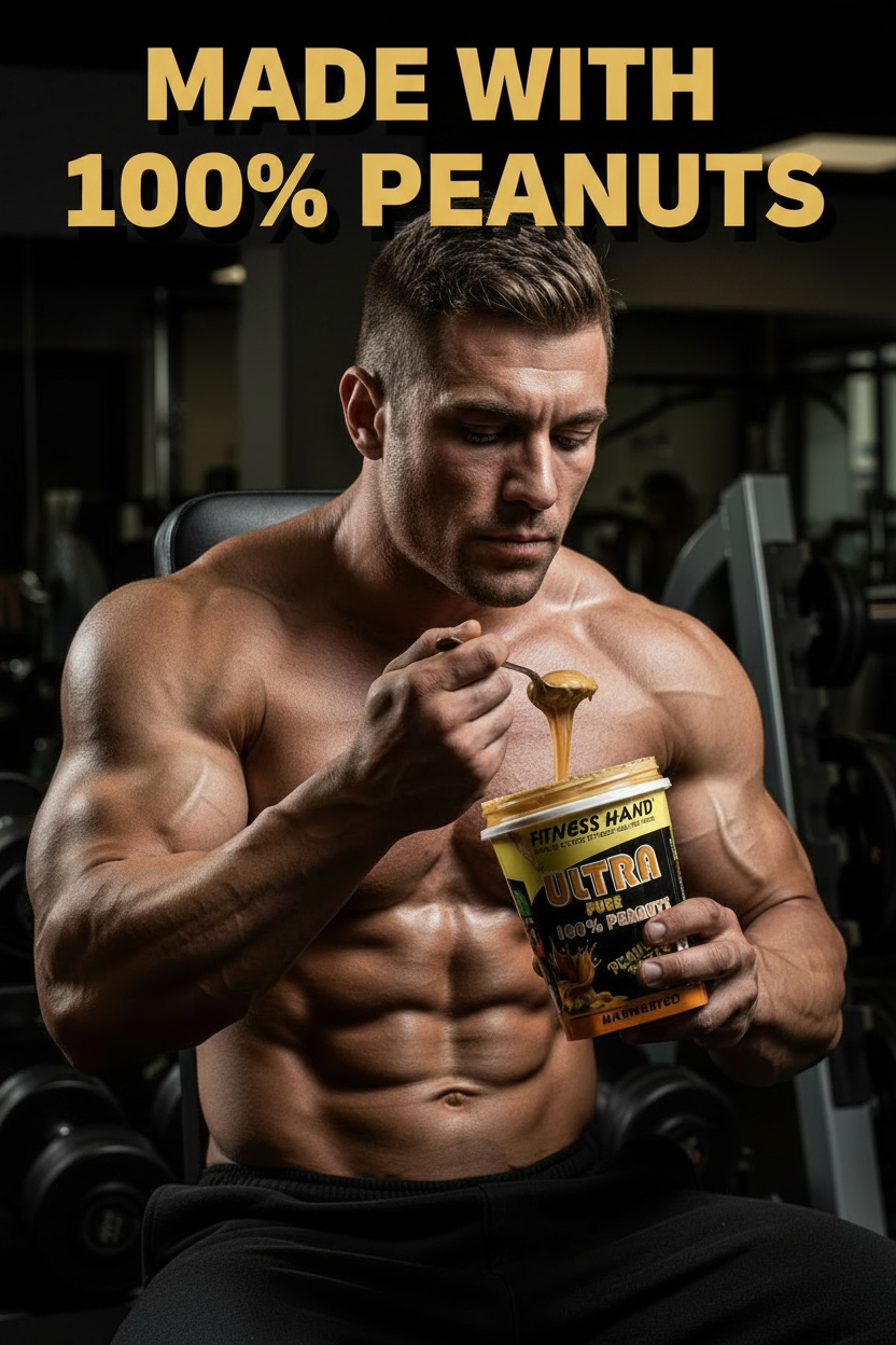FITNESS HAND ULTRA PURE (100% 🥜 PEANUTS) UNSWEETED PEANUT BUTTER